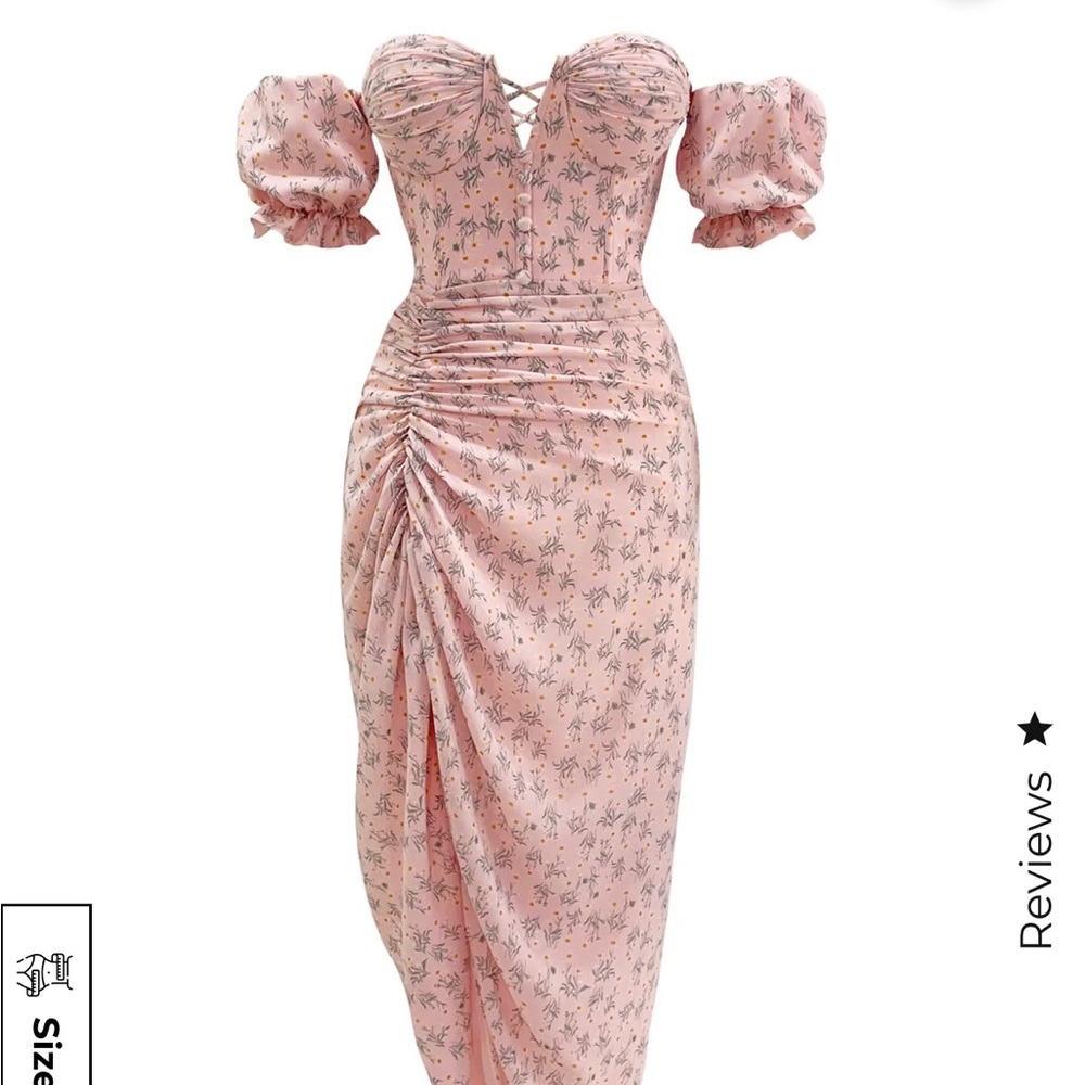Adeirlina Juliet pink floral disney princess midi dress